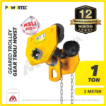 Geared Trolley Powertec GCT-SN 1 Ton x 3 Meter (New)