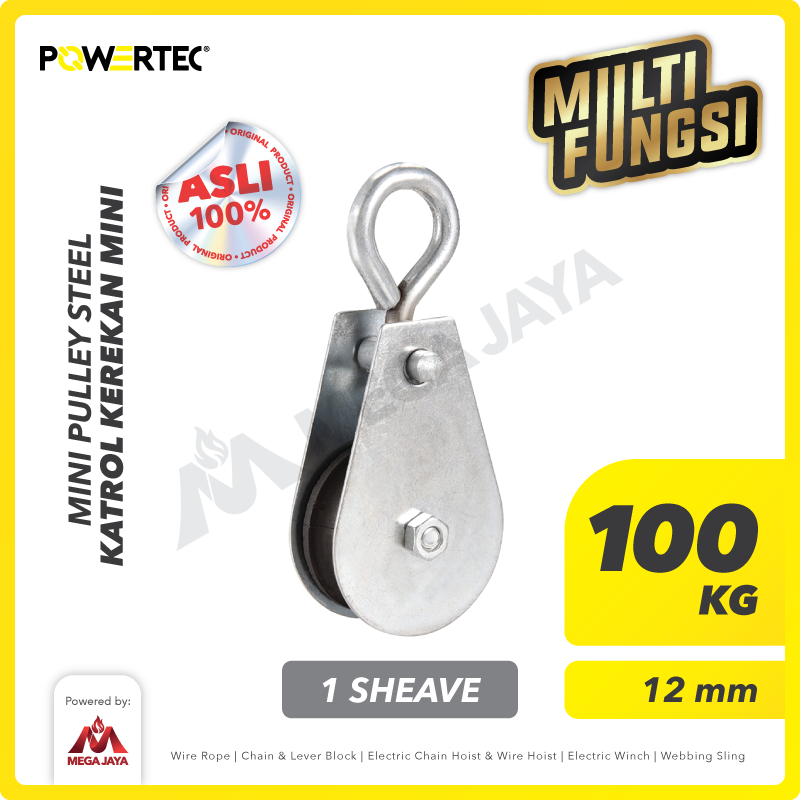 POWERTEC-Mini-Pulley-100Kg-I Pulley Powertec Mini 0,1 Ton - Image 1