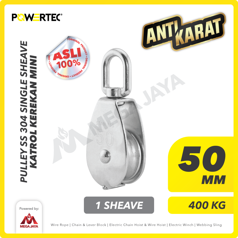 POWERTEC-Pulley-SS-Single-Sheave-50mm-I Pulley Powertec SS 304 Single 50Milimeter - Image 1
