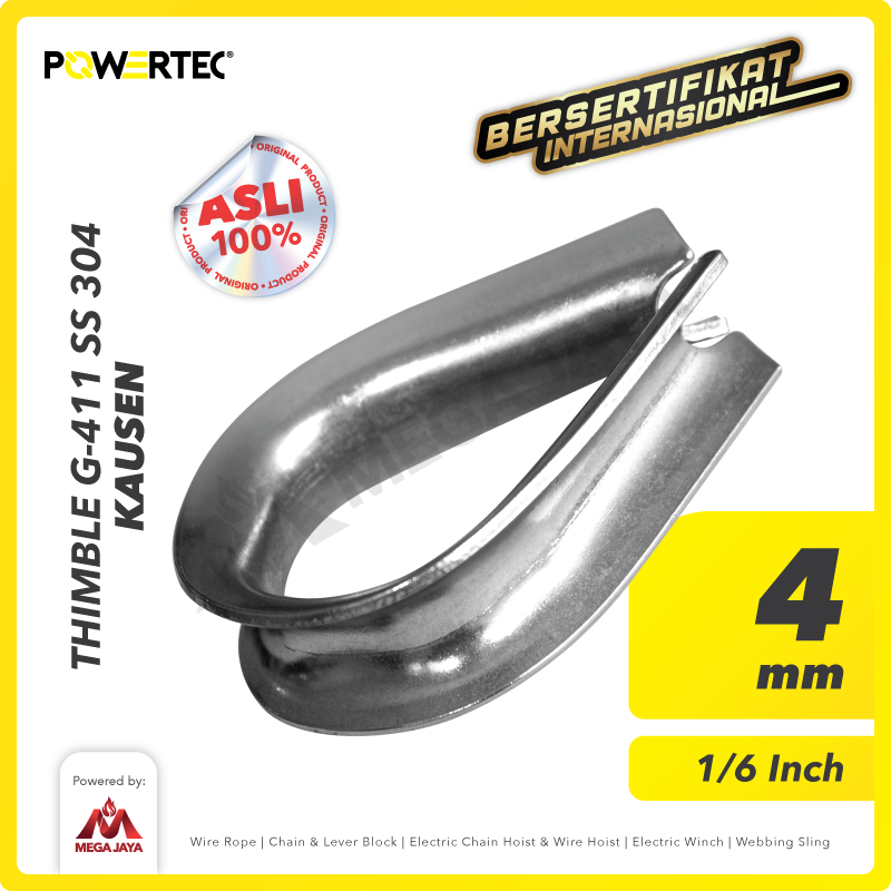 POWERTEC-Thimble-G-411-SS304-4mm-I Thimble Powertec G-411 SS 304 4Milimeter - 1/6" - Gambar 1
