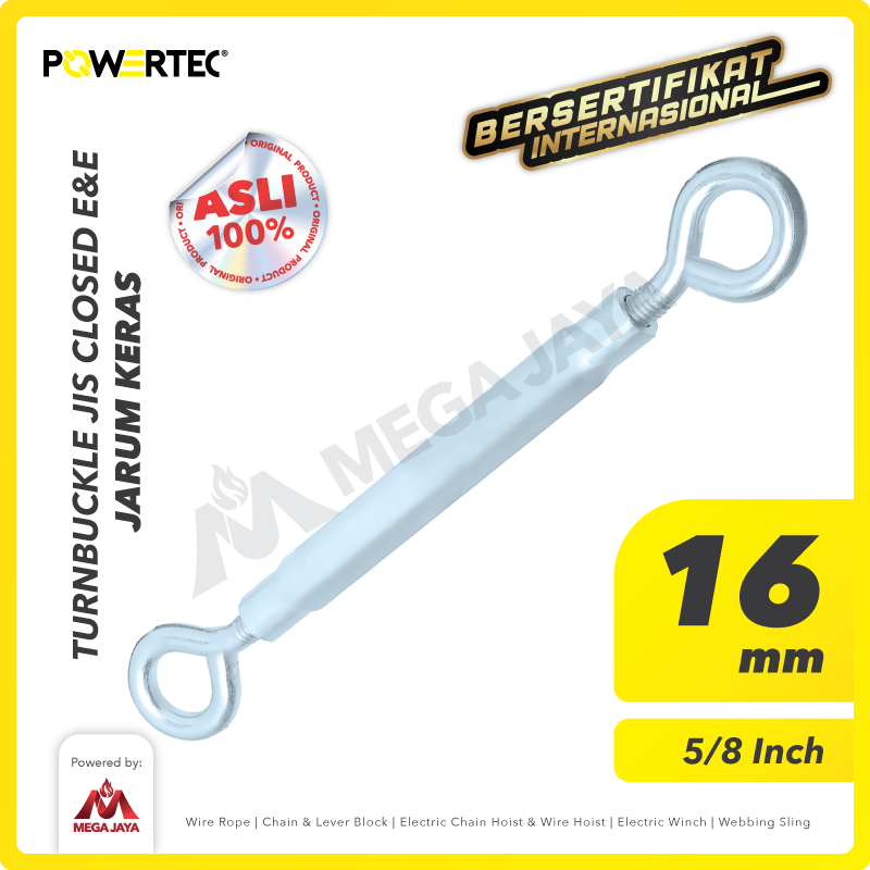 POWERTEC-Turnbuckle-JIS-CLOSED-Eye_-Eye-16mm-I Turnbuckle Powertec JIS Closed Eye & Eye 16Milimeter - Gambar 1
