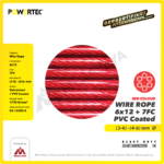 Wire Rope Powertec 6x12 + 7FC PVC (Merah) 3-4Milimeter (Ecer) - Gambar 2