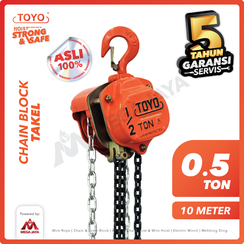 TOYO-Chain-Block-0.5Ton-x-10Meter-I Chain Block Toyo 0,5 Ton x 10 Meter (5Milimeter) - Image 1