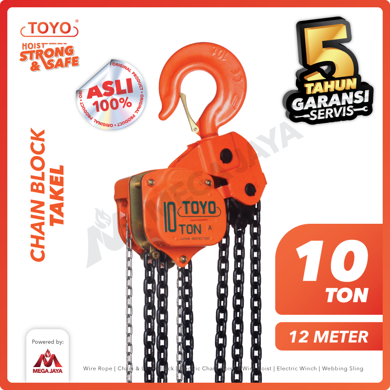 TOYO-Chain-Block-10Ton-x-12Meter-I Chain Block Toyo 10 Ton x 12 Meter (10Milimeter) - Gambar 1