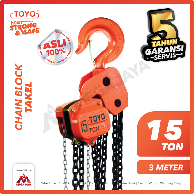 TOYO-Chain-Block-15Ton-x-3Meter-I Chain Block Toyo 15 Ton x 3 Meter (10Milimeter) - Gambar 1