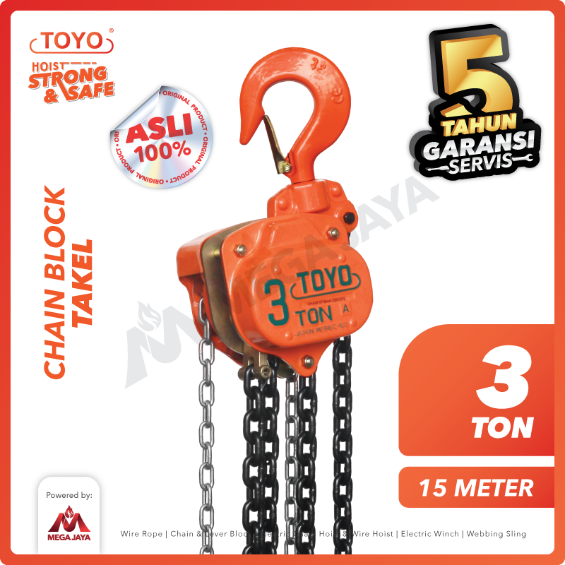 TOYO-Chain-Block-3Ton-x-15Meter-I Chain Block Toyo 3 Ton x 15 Meter (8Milimeter) - Image 1