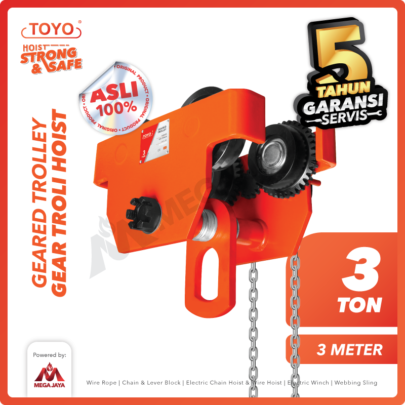 TOYO-Geared-Trolley-3Ton-x-3-Meter-I Geared Trolley Toyo GCL 3 Ton x 3 Meter (New) - Gambar 1