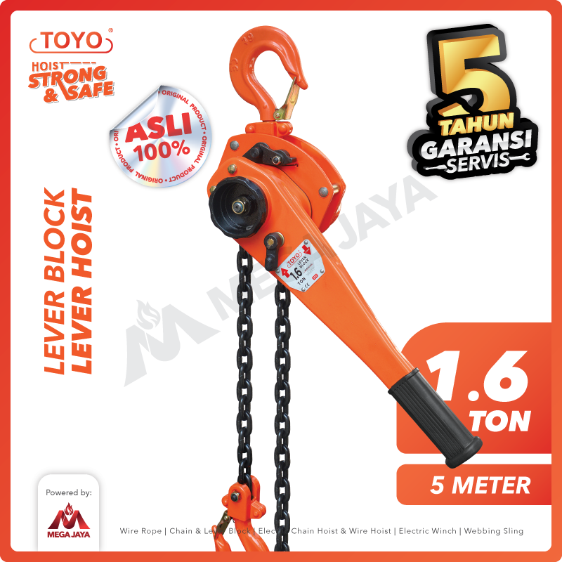 TOYO-Lever-Block-1.6Ton-x-5Meter-I Lever Block Toyo 1,6 Ton x 5 Meter (7,1Milimeter) - Gambar 1