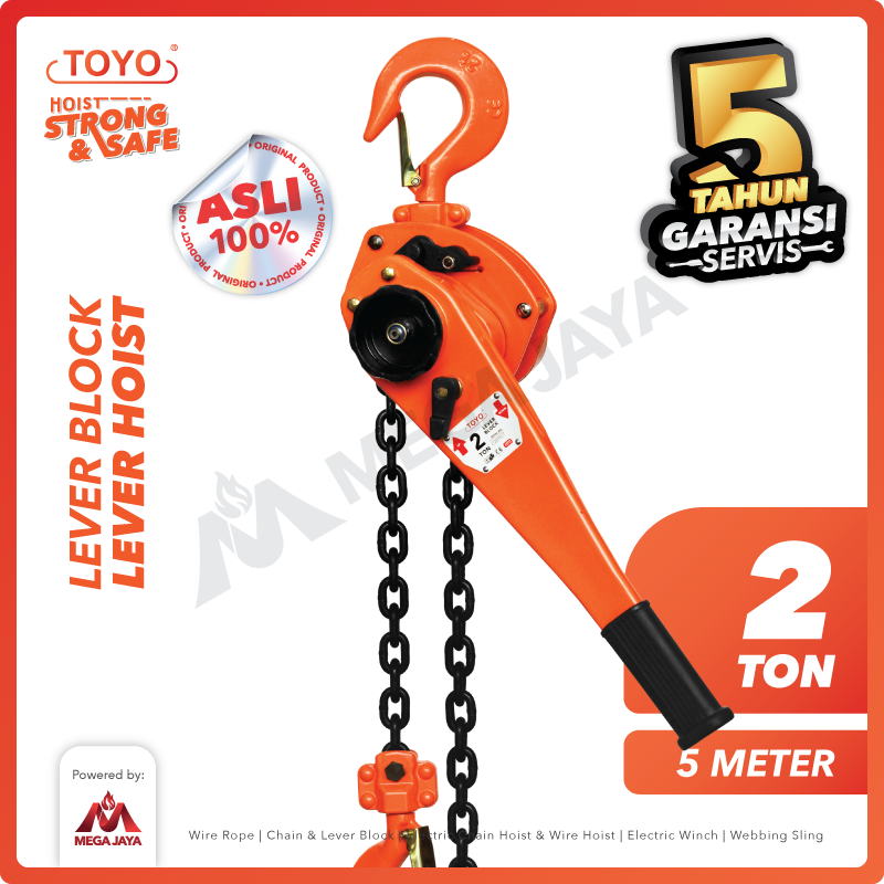 TOYO-Lever-Block-2Ton-x-5Meter-I Lever Block Toyo 2 Ton x 5 Meter (7,1Milimeter) - Image 1