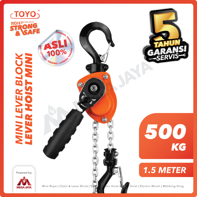 TOYO-Lever-Block-500kg-x-1.5Meter-I Lever Block Mini Toyo 0,5 Ton x 1,5 Meter (4Milimeter) - Image 1