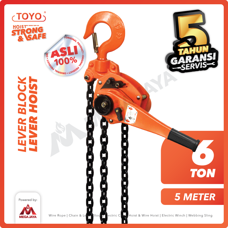 TOYO-Lever-Block-6Ton-x-5Meter-I Lever Block Toyo 6 Ton x 5 Meter (9Milimeter) - Image 1
