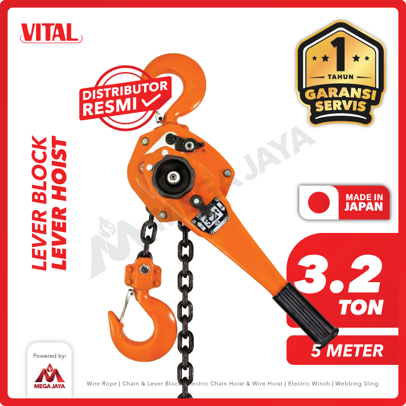 VITAL-Lever-Block-3.2Ton-x-5Meter-I Lever Block Vital JPN 3,2 Ton x 5 Meter - Image 1