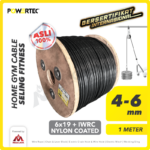 Wire Rope Powertec 6x19 + IWRC PVC (Hitam) 4-6Milimeter (Ecer)