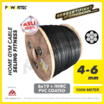 Wire Rope Powertec 6x19 + IWRC PVC (Hitam) 4-6Milimeter (Usang/Ecer)