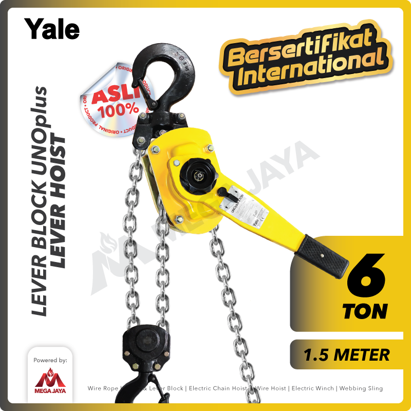 YALE-Lever-Block-6Ton-x-1.5Meter-I Lever Block Yale UNO 6 Ton x 1,5 Meter - Image 1