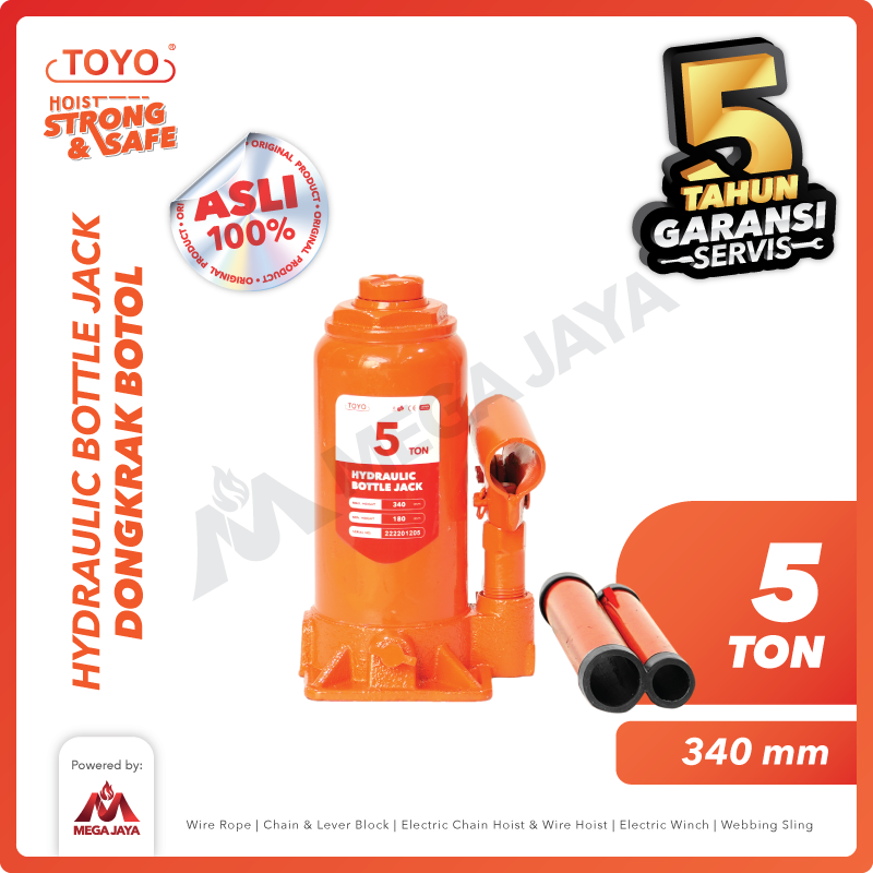 EcPDFcD Hydraulic Bottle Jack Toyo 5 Ton + Handle - Gambar 1