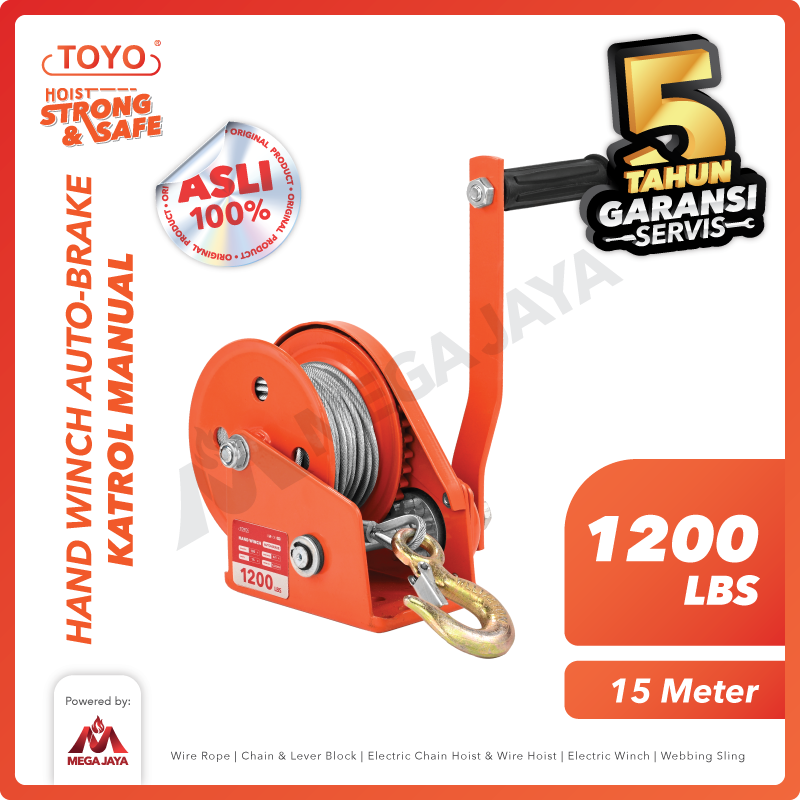gambar 1 Hand Winch BHW (Self-Locking) Toyo 1200lbs + Wire Rope 15Meter - Gambar 1