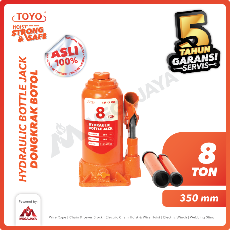 gambar 1 Hydraulic Bottle Jack Toyo 8 Ton + Handle - Gambar 1